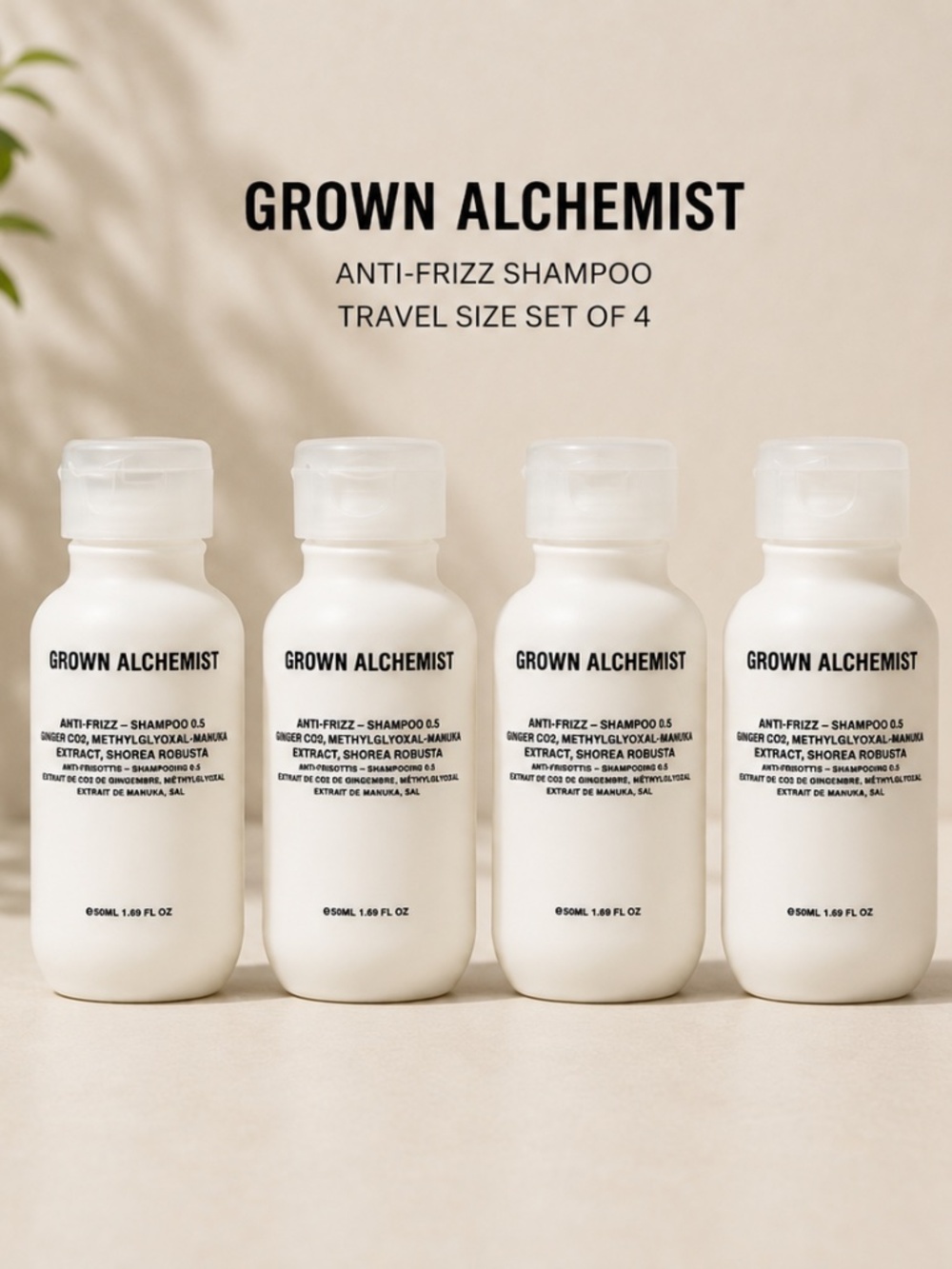 Grown Alchemist Anti-Frizz Shampoo Travel Size 1.69 oz (50mL) Set of 4